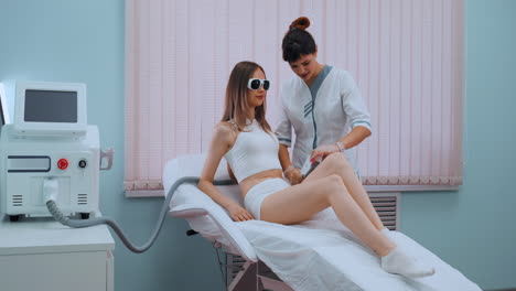 Laser-epilation-and-cosmetology.-Hair-removal-cosmetology-procedure.-Laser-epilation-and-cosmetology.-Cosmetology-and-SPA-concept.